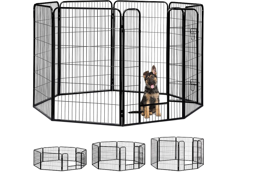 Parque para Perros Pequeños y Medianos - Parque Perros Plegable + 2  Juguetes Incluidos - Exterior e Interior con 2 Puertas - Corralito para  Perros